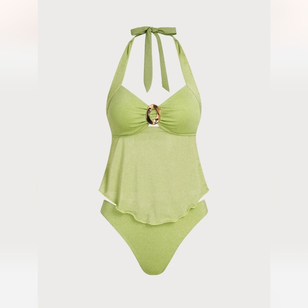 Samiol Large - Elegant Lime Bikini Set with Gold Detail